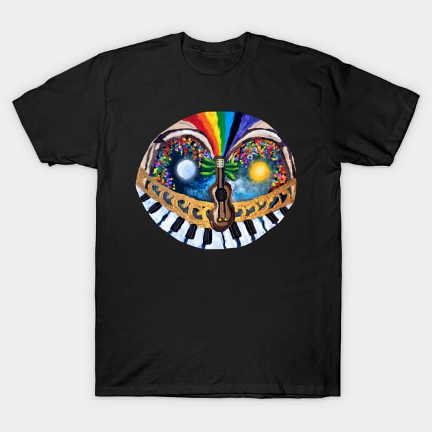 Night and Day Musical Balcony Landscape T-Shirt by Art by Deborah Camp